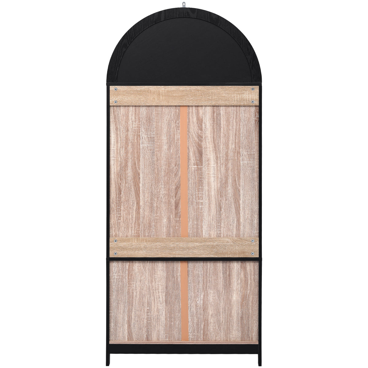 variant-group:rf-n707p288972b|Roomfitters 71" Pantry Cabinet with Arched Top and Glass Doors, 2 Storage Drawers and Adjustable Shelves for Kitchen, Black