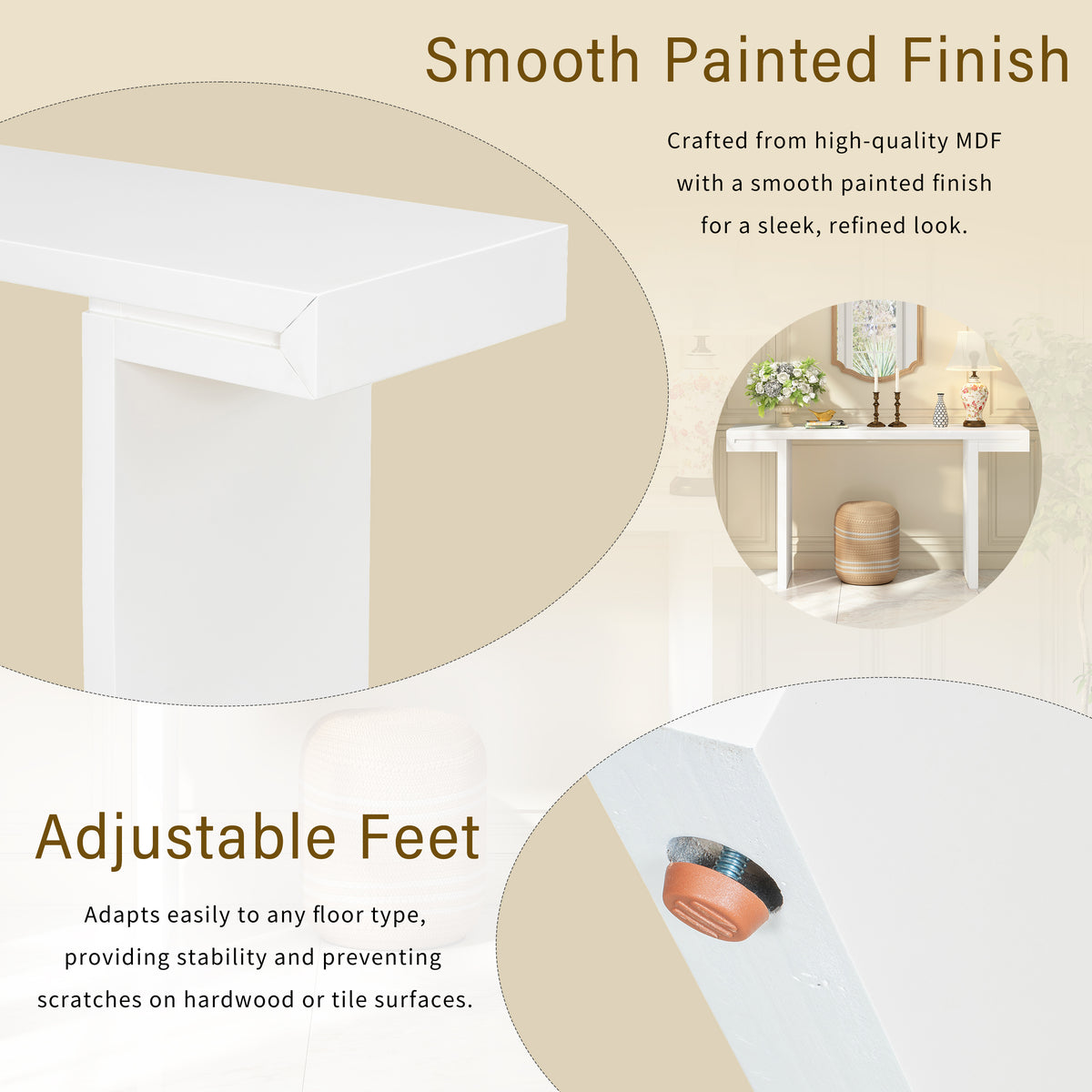 variant-group:rf-n711p303209k|Roomfitters 60" Modern Minimalist Console Table, Slim Entryway Sofa Table for Hallway and Living Room Decor, White