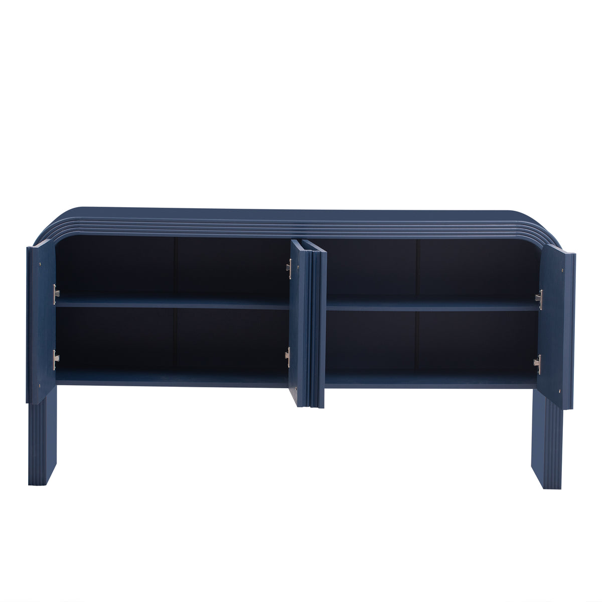 variant-group:rf-n711p415846v|Roomfitters Modern Rustic Navy Blue Curved Wave Pattern Console Table with Adjustable Storage Shelf and Elegant Wooden Handles