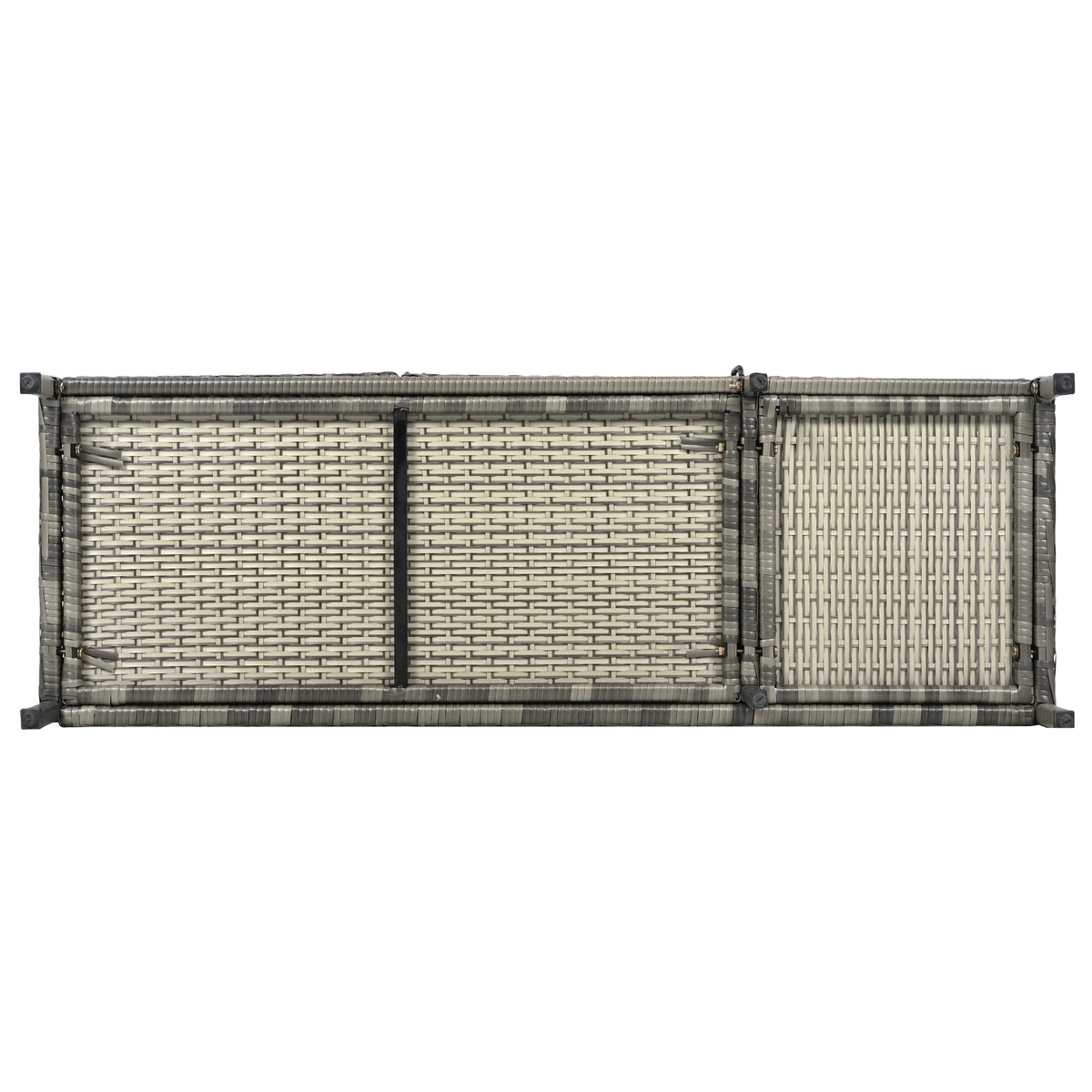variant-group:rf-n707p233745g|Roomfitters 47.5" Wicker Outdoor Storage Cabinet, Rattan Bar Table with Glass Top, Adjustable Shelf, 3 Doors, Grey
