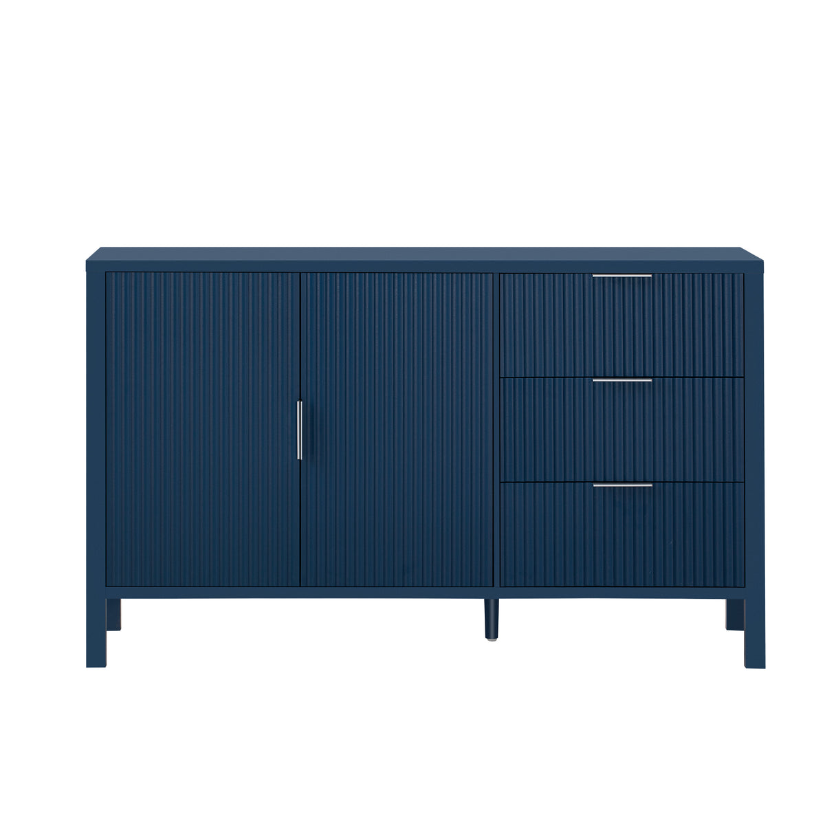 variant-group:rf-n711p345172v|Roomfitters Sideboard Buffet Cabinet with 3 Drawers, 2 Door Mid-century Fluted Accent Storage for Kitchen & Dining, Navy Blue