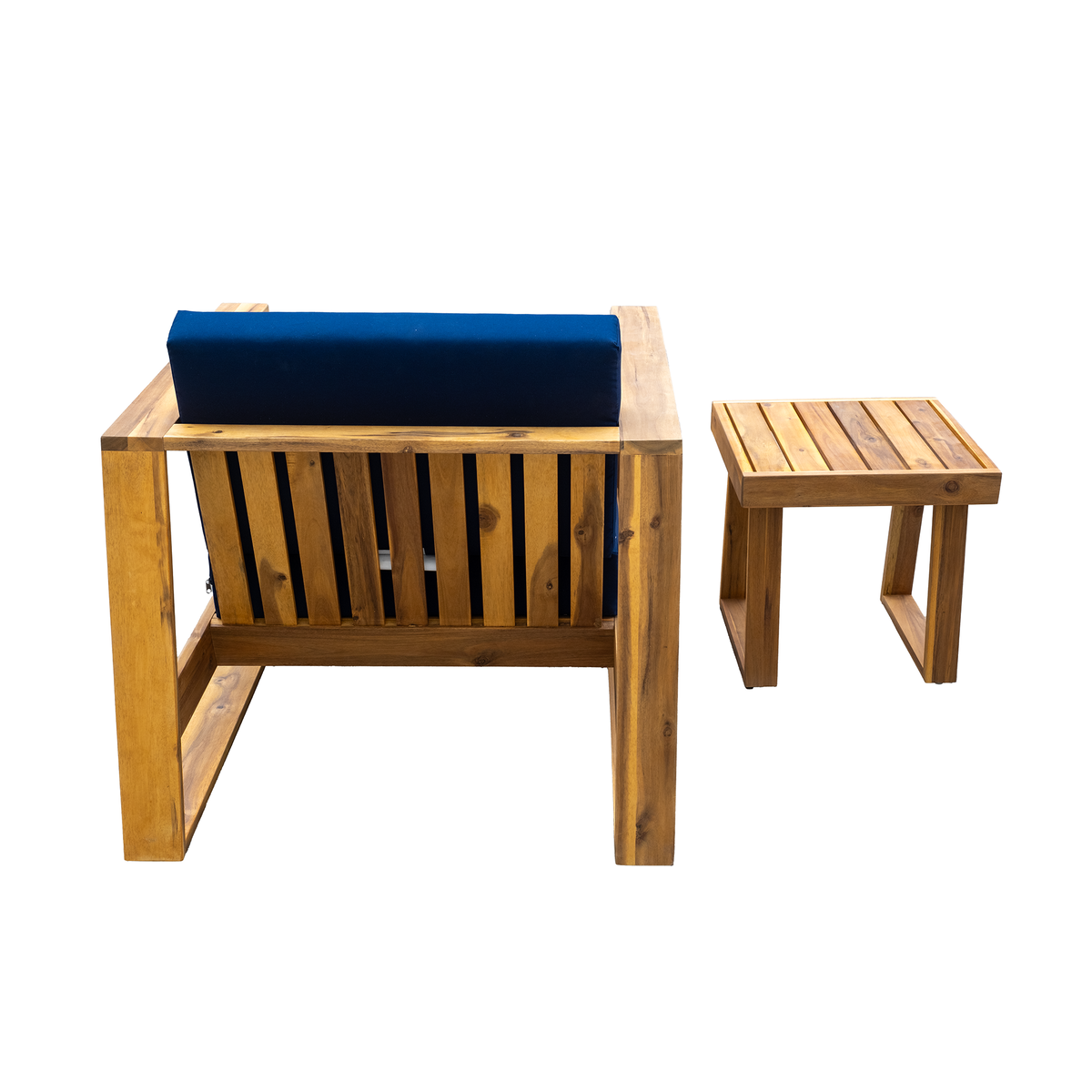 variant-group:rf-n711wy000431aac|Roomfitters Acacia Wood Outdoor Lounge Set - Chair & Ottoman for Patios, Balconies, Gardens, Natural+Blue