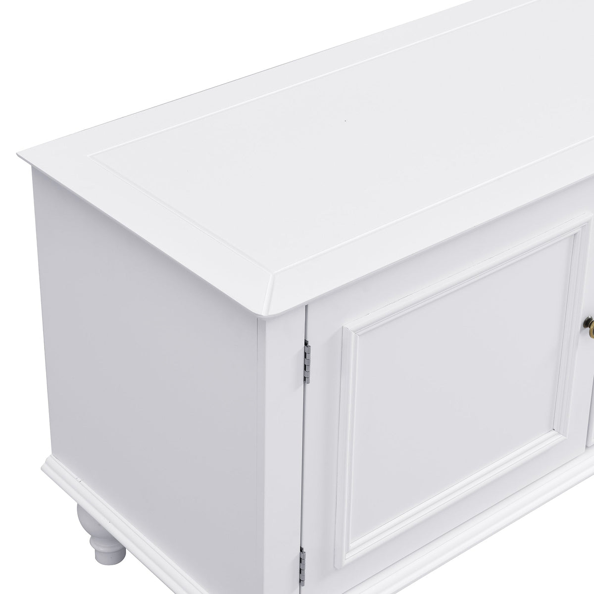 Roomfitters Modern TV Stand for up to 80 Inch TV, Entertainment Console with Drawers, Cabinets and Open Storage, White Roomfitters