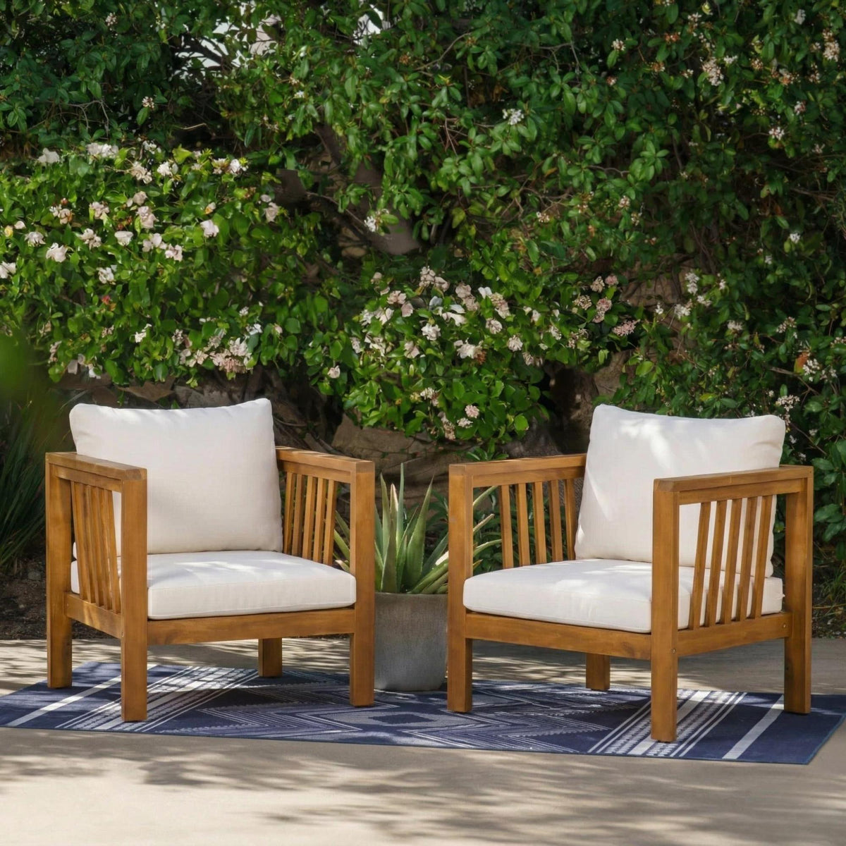 variant-group:rf-n704p448453a|Roomfitters Set of 2 Outdoor Acacia Wood Club Chairs with Modern Square Arms 2-Piece Patio Conversation Set Beige