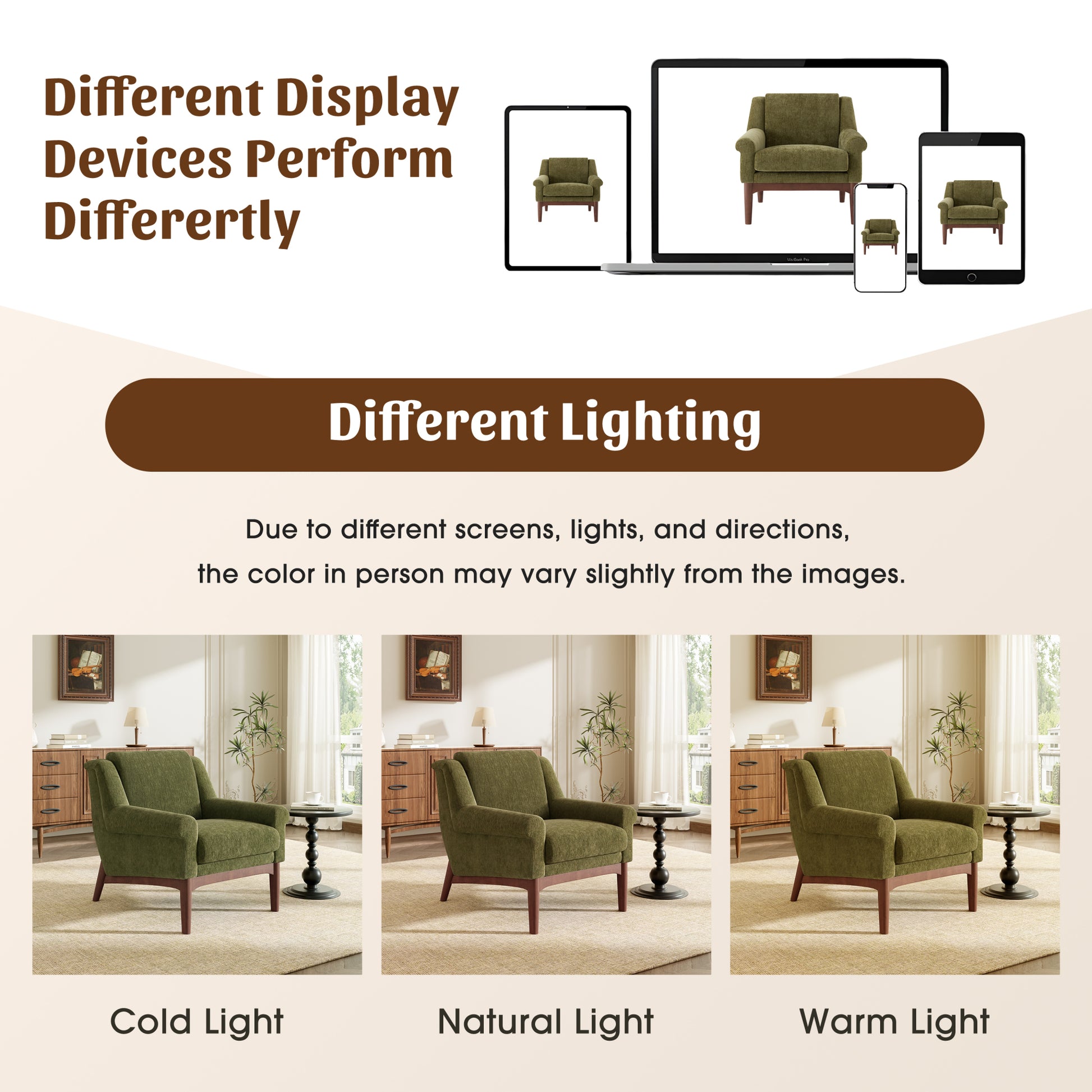 variant-group:rf-n723p426251g|Roomfitters Mid-Century Modern Textured Upholstered Accent Chair, Comfy Armchair with Sturdy Solid Wood Legs for Home, Green