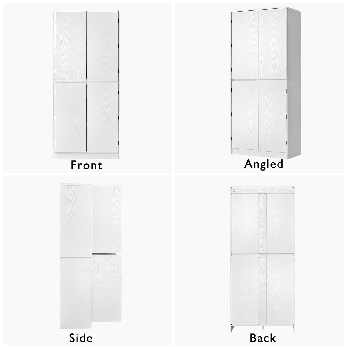 variant-group:rf-n707s000021w|Roomfitters 72" Tall Farmhouse Kitchen Pantry Cabinet with Curved Profile & 8 Door Shelves, White
