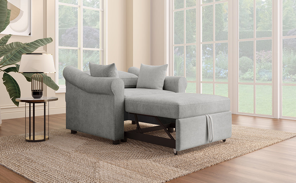 variant-group:rf-n701bs701p468429e|Roomfitters Chenille Convertible Sleeper Chair, 3 in 1 Single Sofa Bed Lounger, Adjustable Backrest Pull Out Bed, Gray