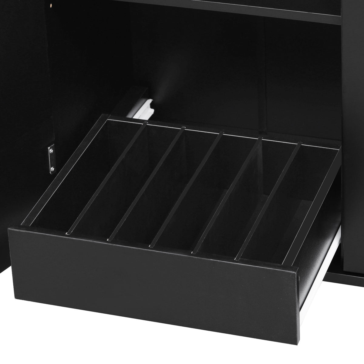 variant-group:rf-n707p307296b|Roomfitters 47.2" Farmhouse Kitchen Island with Drop Leaf, Tilt Trash Can Cabinet, Removable Mobile Side Racks, Black