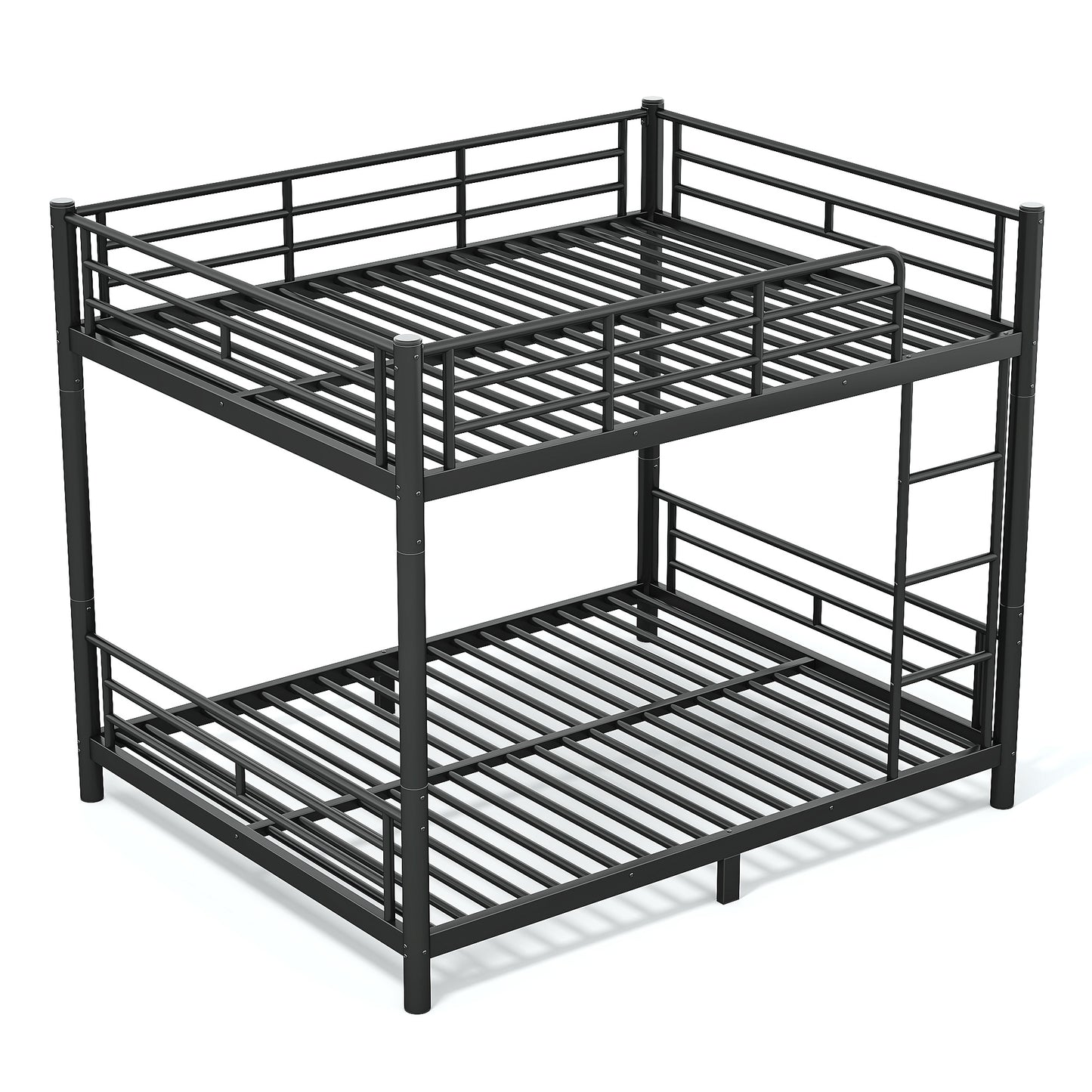 variant-group:rf-w1580s00607|Roomfitters Queen over Queen Metal Bunk Bed Frame for Teens Adults, Convertible 2 Separate Beds Round Tube, Black