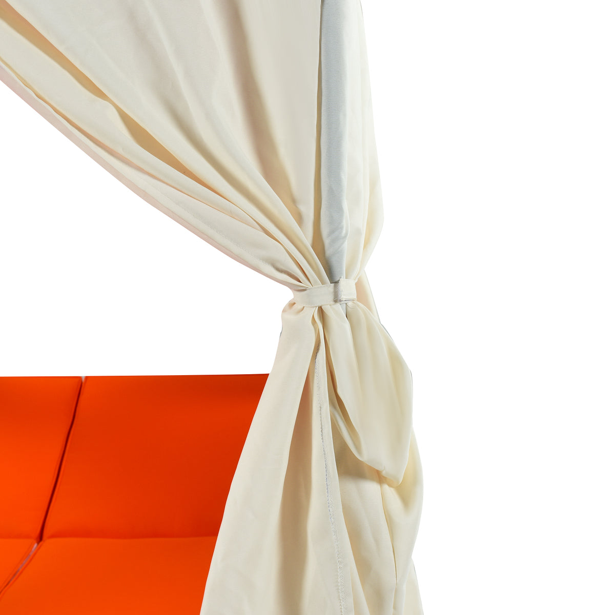 variant-group:rf-n711wy000476aao|Roomfitters Luxury Cabana Vibrant Orange Outdoor Double Chaise Lounge Patio Daybed, Curtains, Adjustable Reclining