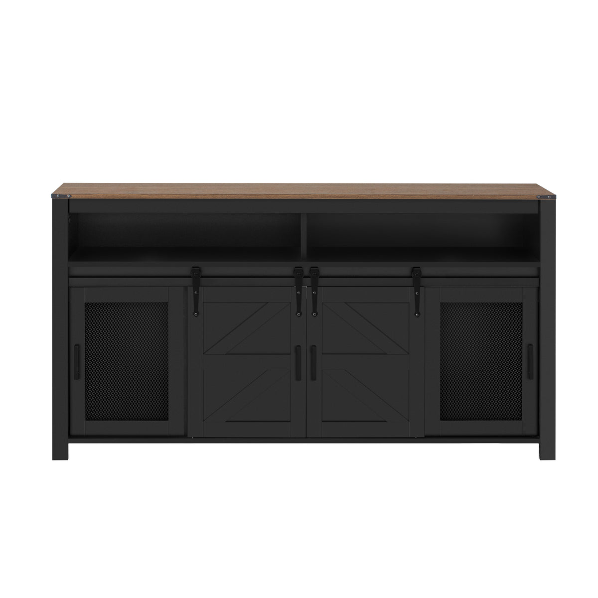 variant-group:rf-n711p347388b|Roomfitters 59.3" Sideboard Buffet Cabinet with Sliding Barn Doors, Modern Farmhouse Storage for Kitchen & Dining, Black