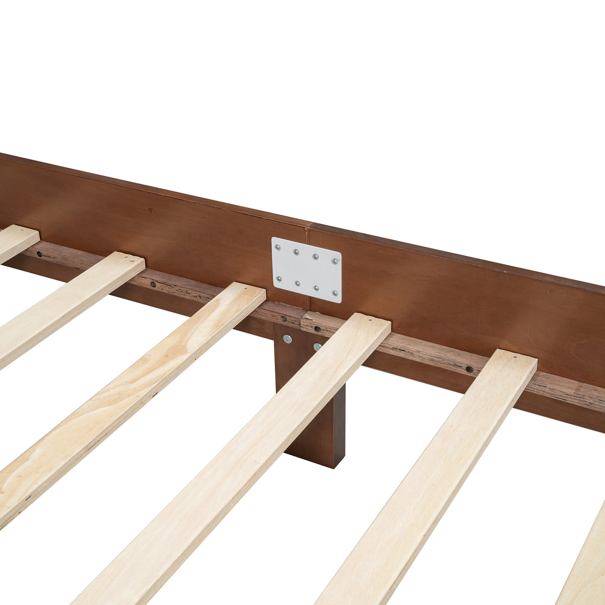 variant-group:rf-n733p180013d|Roomfitters Queen Size Wooden Platform Bed with Natural Rattan Headboard, Stylish Vintage Bed Frame with Durable Wooden Slat Support for a Sophisticated Look, Walnut