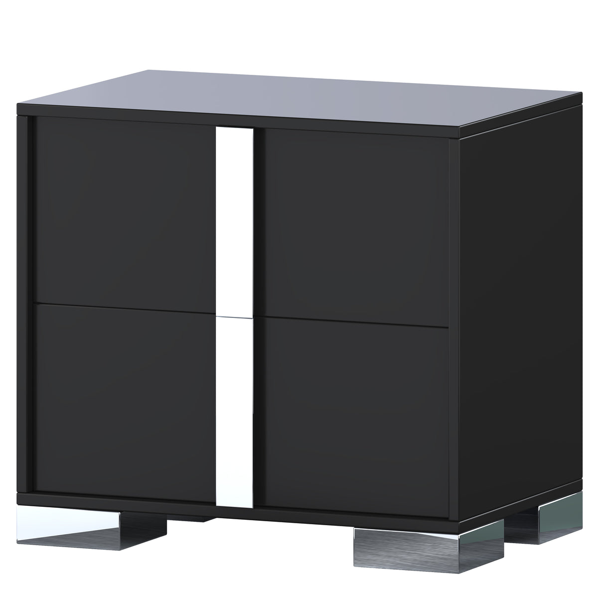 variant-group:rf-n733p307938b|Roomfitters Elegant Mirrored Nightstand with 2 Drawers and Metal Handle, Bedside Table for Bedroom or Living Room, Black