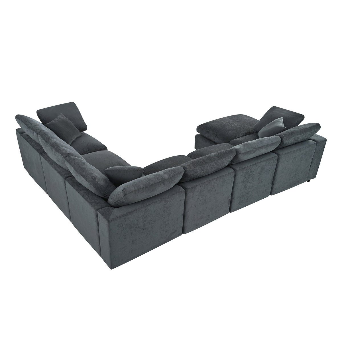 variant-group:rf-n711wy000453aae|Roomfitters 7-Seater Modular Sectional Sofa with Ottoman, Extra Large L-Shape Chenille Upholstered Couch, Gray