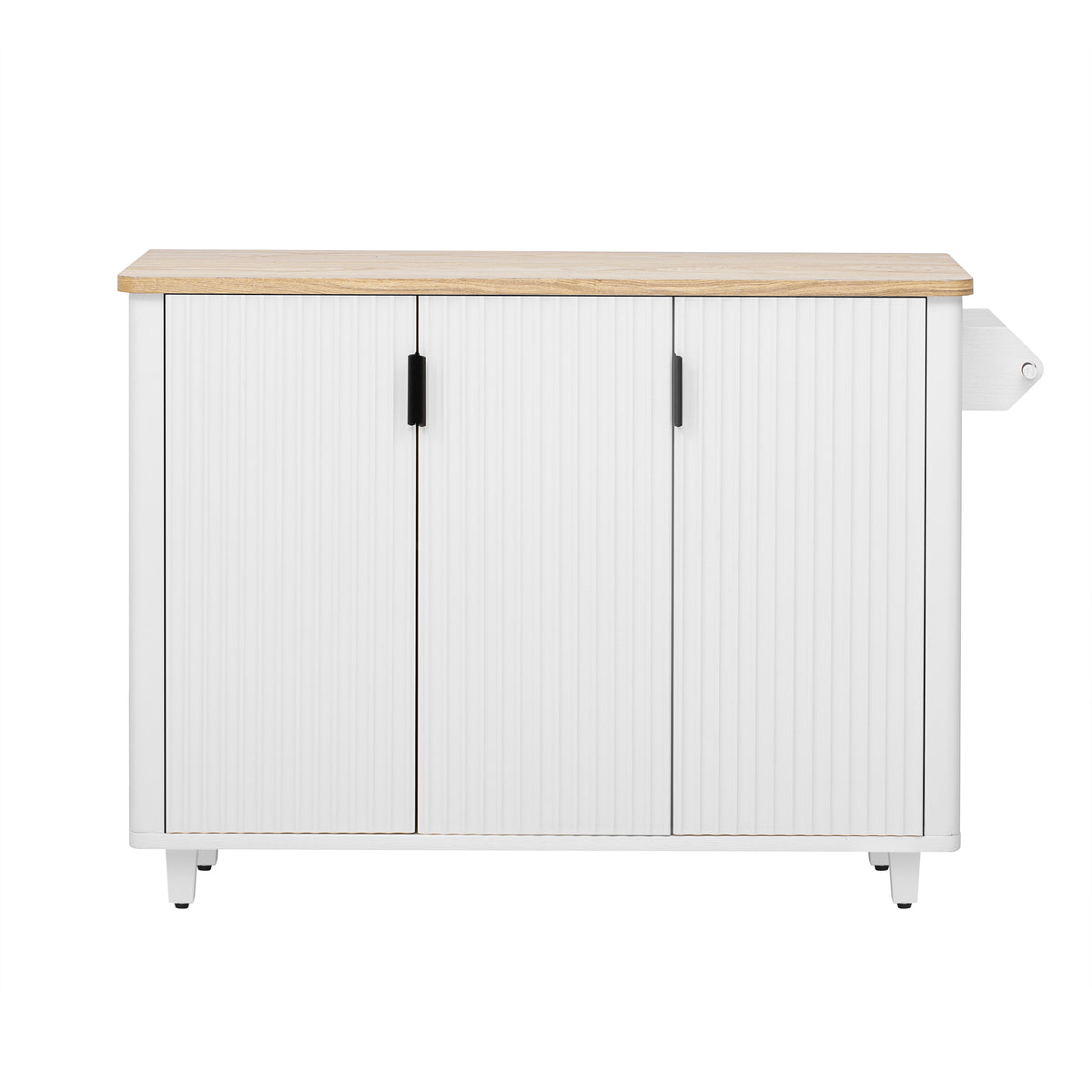 variant-group:rf-n707p221446w|Roomfitters 51" Fluted Kitchen Island with Drop Leaf, Rolling Cart with Storage Rack, Farmhouse Style, Towel Rack, White