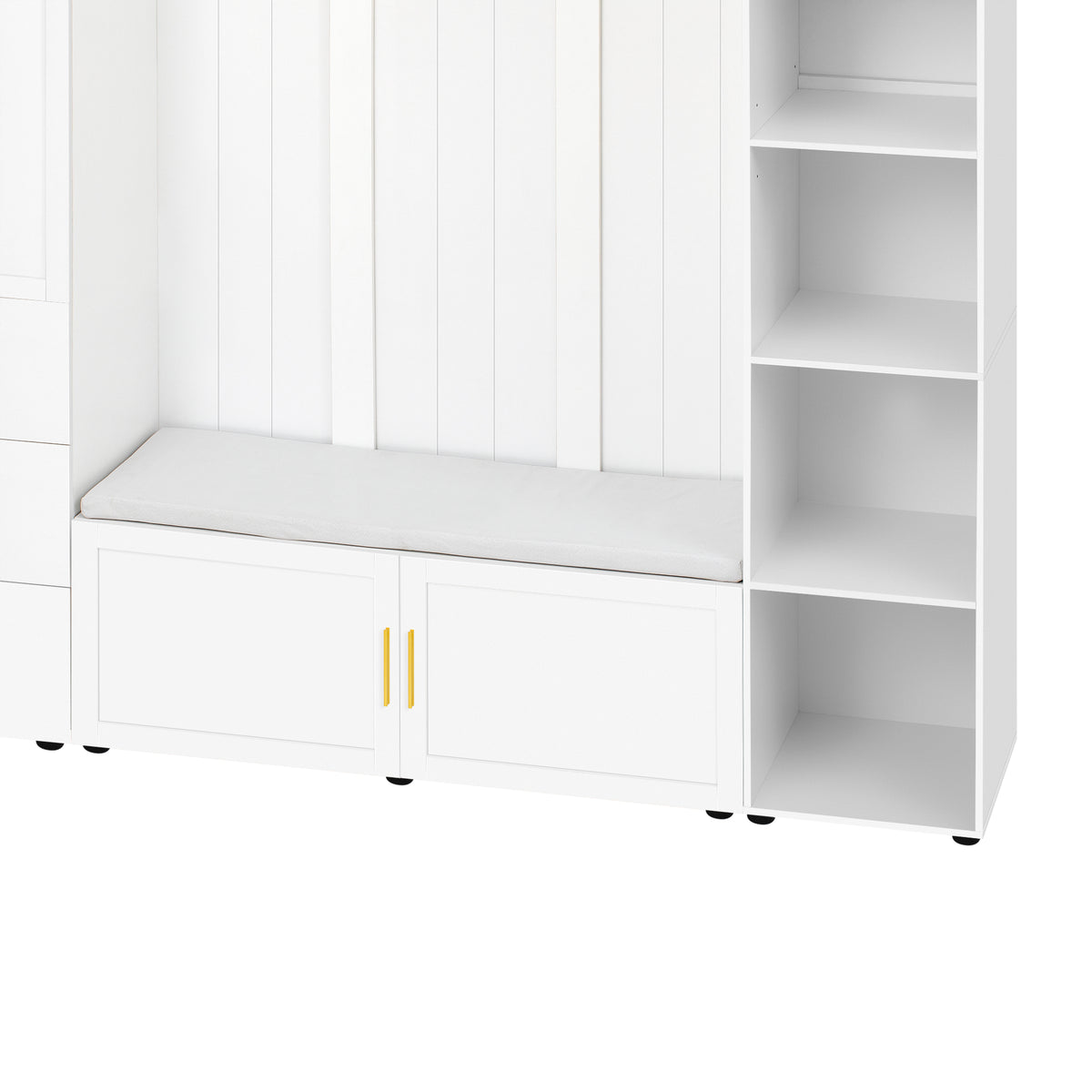 variant-group:rf-n724sj000167aak|Roomfitters American Style Extra-Wide Hall Tree with Padded Cushion Seat, Ancient White