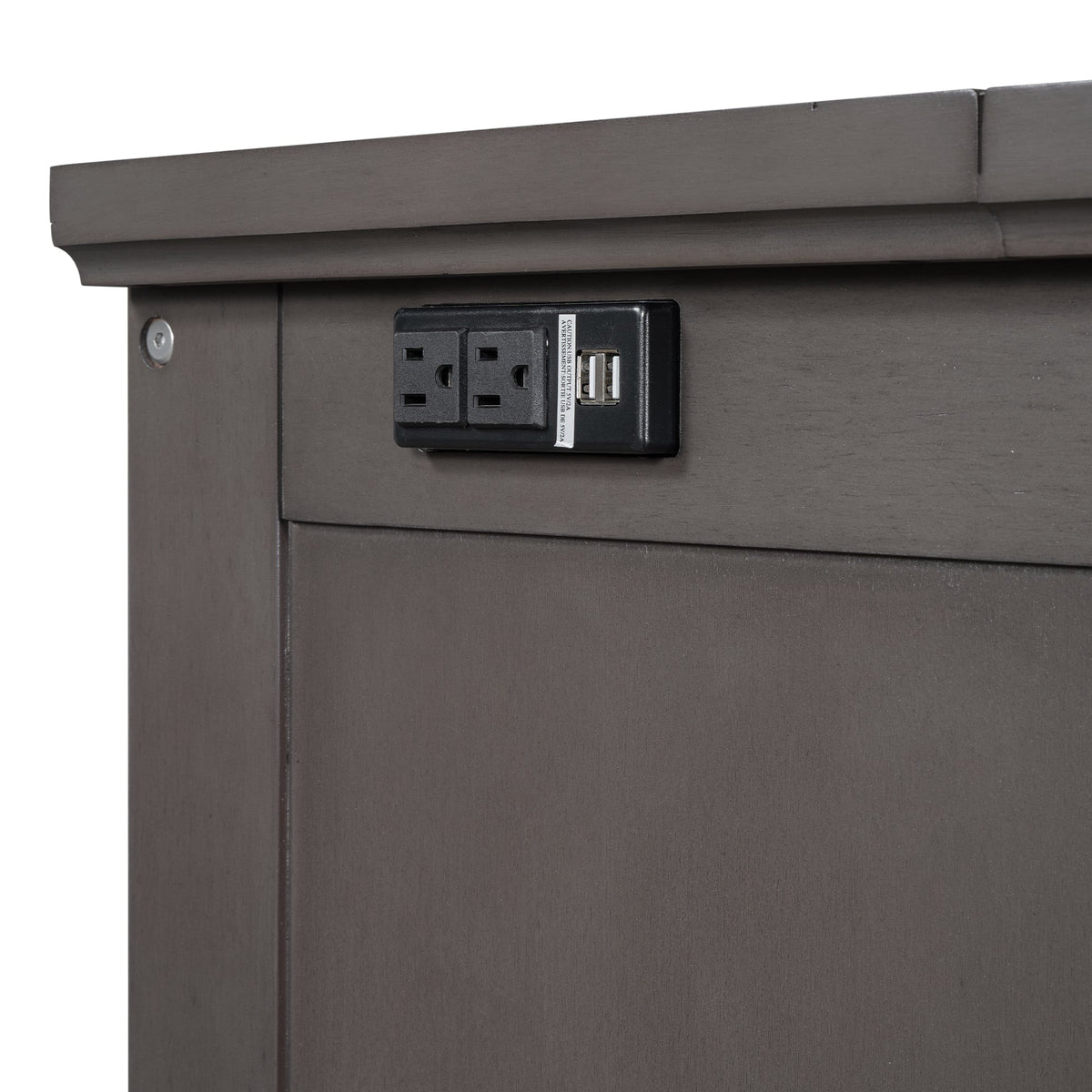 Roomfitters Full Size Solid Wood Murphy Bed Chest Cabinet, Farmhouse Wall Bed Charging Station Storage Drawer, Grey Roomfitters