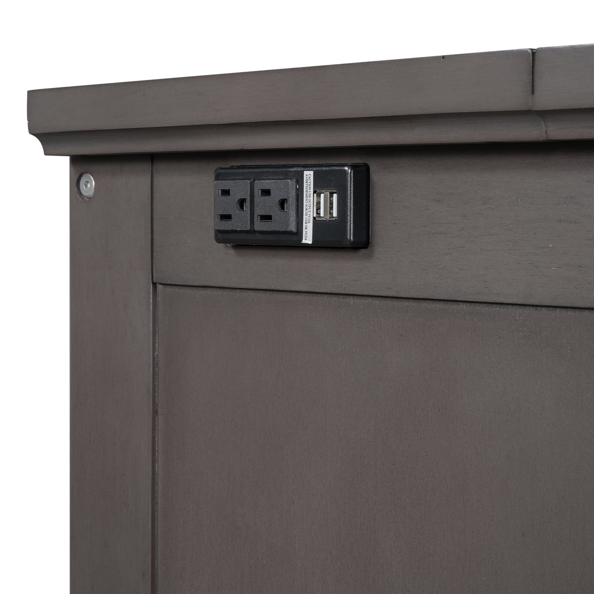 Roomfitters Full Size Solid Wood Murphy Bed Chest Cabinet, Farmhouse Wall Bed Charging Station Storage Drawer, Grey Roomfitters