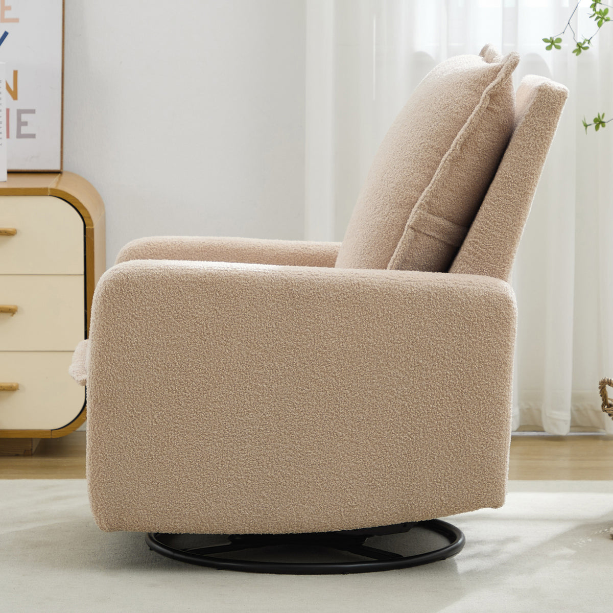 variant-group:rf-n701p348238o|Roomfitters Swivel Rocker Recliner Chair, Glider Rocking Armchair, Teddy Fleece Nursery Reclining Lounge Accent Chair, Oatmeal