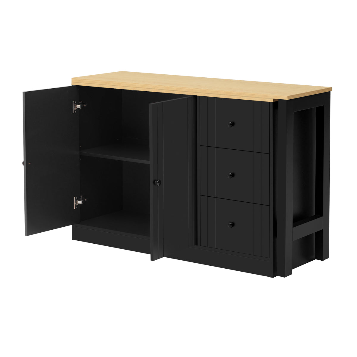 variant-group:rf-n711p334768o|Roomfitters Extendable Sideboard Buffet Cabinet with Storage, Multifunctional Console Table for Dining Room, Black+Natural