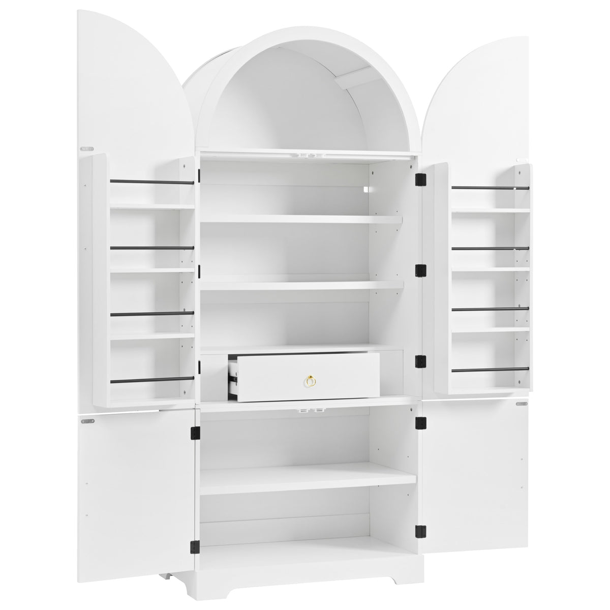 variant-group:rf-n707s000020w|Roomfitters 72" Tall Arched Kitchen Pantry Cabinet with Fluted Doors & Hidden Drawer, White