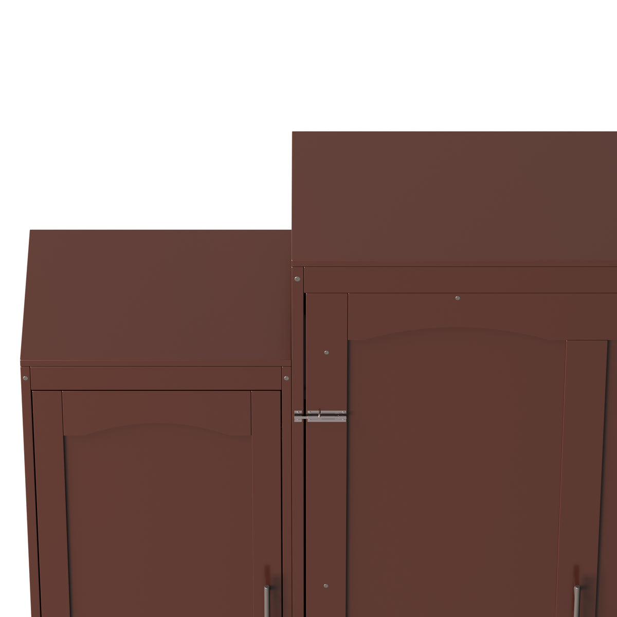 variant-group:rf-n733s235596d|Roomfitters Full Murphy Wall Bed with Two Wardrobes and Storage Shelf, Foldable Platform Bed Frame for Guest Room, Walnut