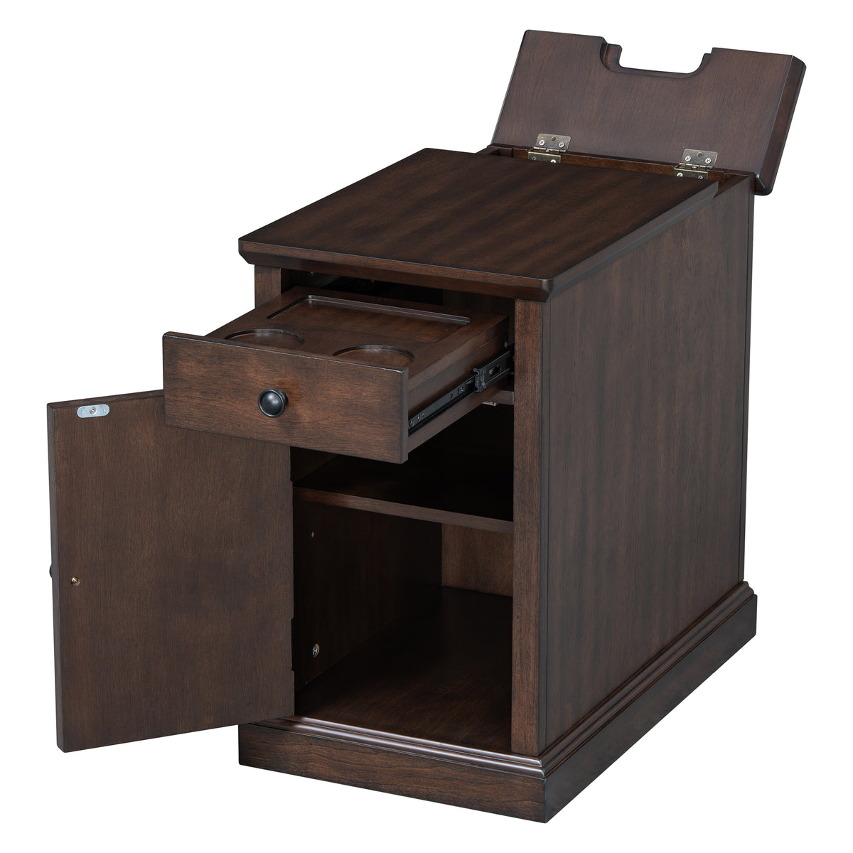 variant-group:rf-n724p353565d|Roomfitters Classic Charging End Table with USB Ports and Storage Drawer, Antique Brown