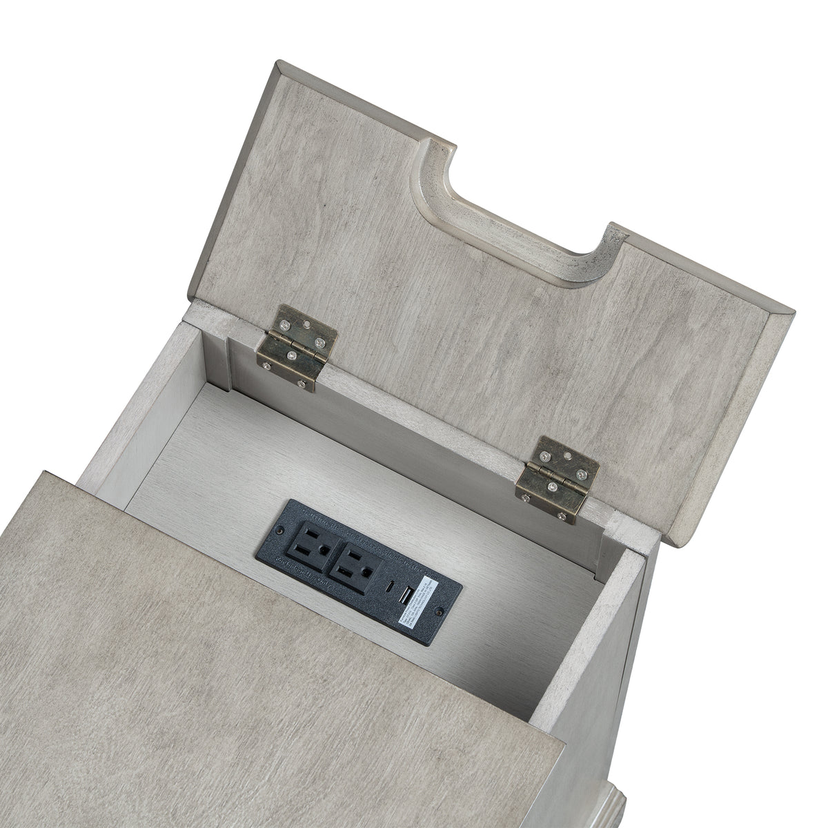 variant-group:rf-n724p353565e|Roomfitters Classic Charging End Table with USB Ports and Storage Drawer, Antique Gray