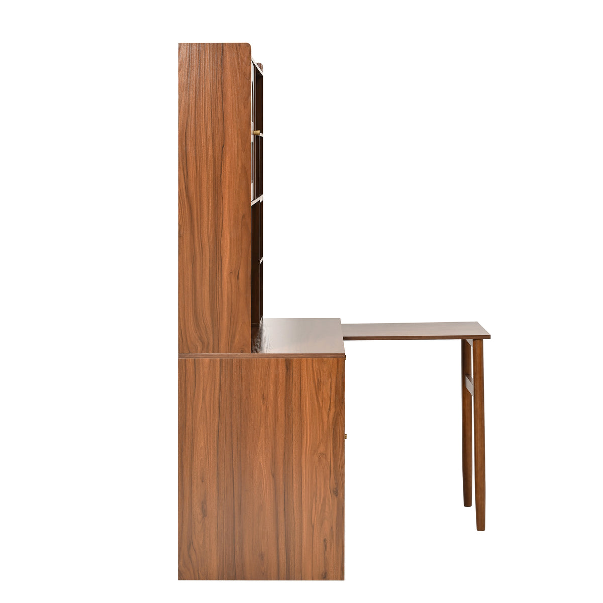 variant-group:rf-n733s363716d|Roomfitters Rotating L-Shaped Computer Desk with Shelves and Storage, 90° Swivel Office Writing Desk, Walnut