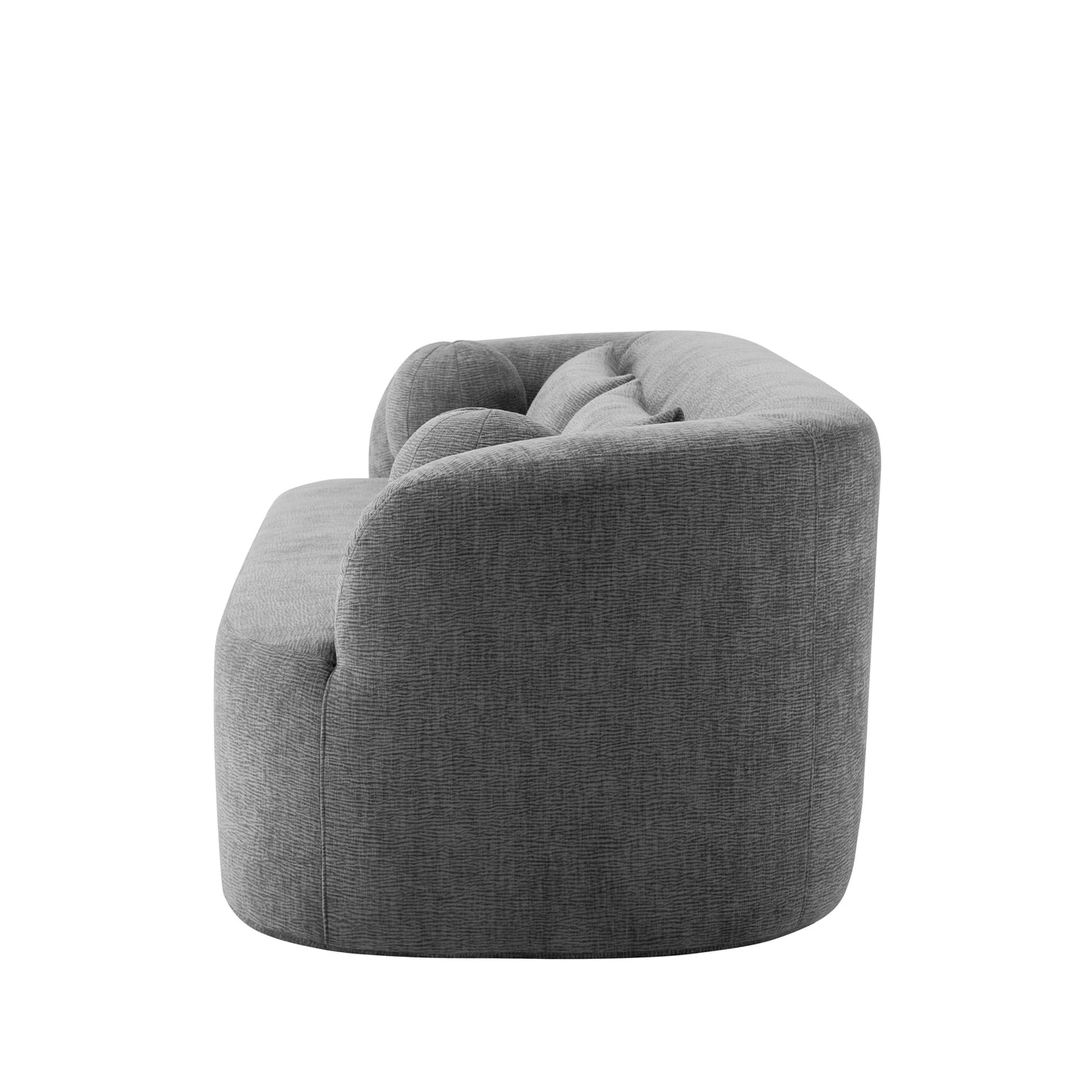 variant-group:rf-n723p404465e|Roomfitters 86 Inch Modern Curvy Sofa, 3-Seater Rounded Upholstered Couch with Plush Throw Pillows for Living Room, Gray