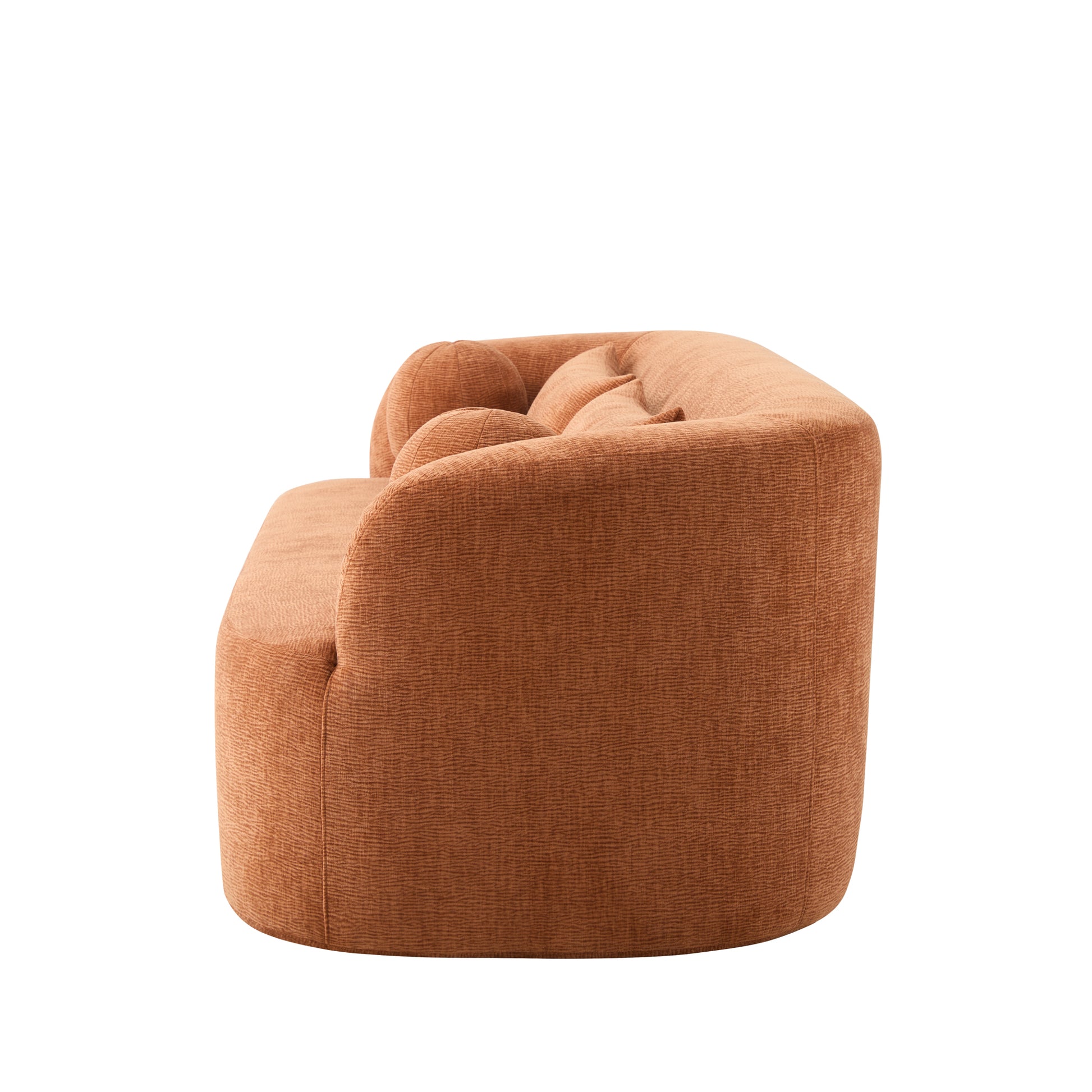 variant-group:rf-n723p404465g|Roomfitters 86 Inch Modern Curvy Sofa, 3-Seater Rounded Upholstered Couch with Plush Throw Pillows for Living Room, Orange