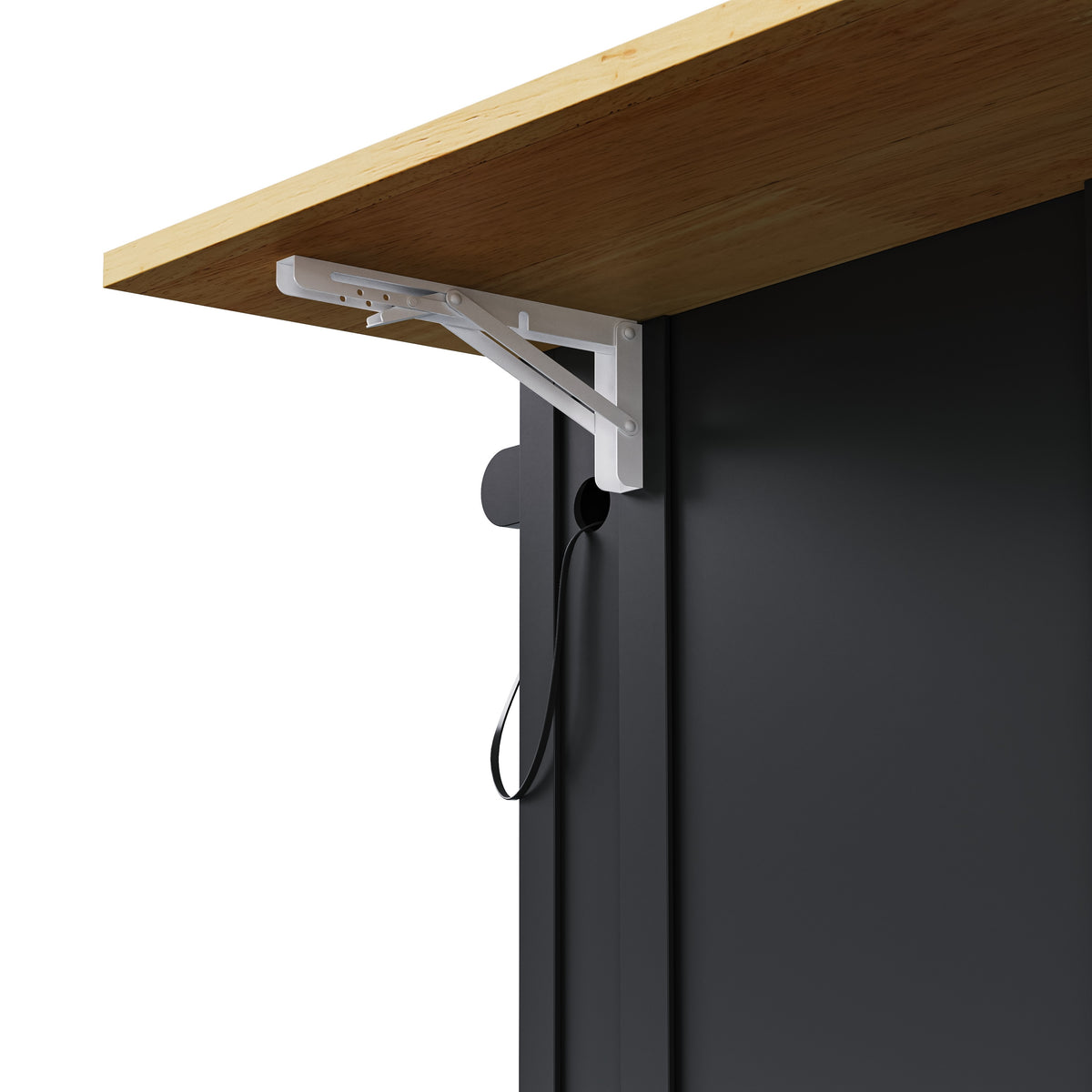 variant-group:rf-n707s257057b|Roomfitters 48" Kitchen Island with Power Outlet and Drop Leaf, Rolling Storage Cabinet with Wood Top and Spice Rack, Black