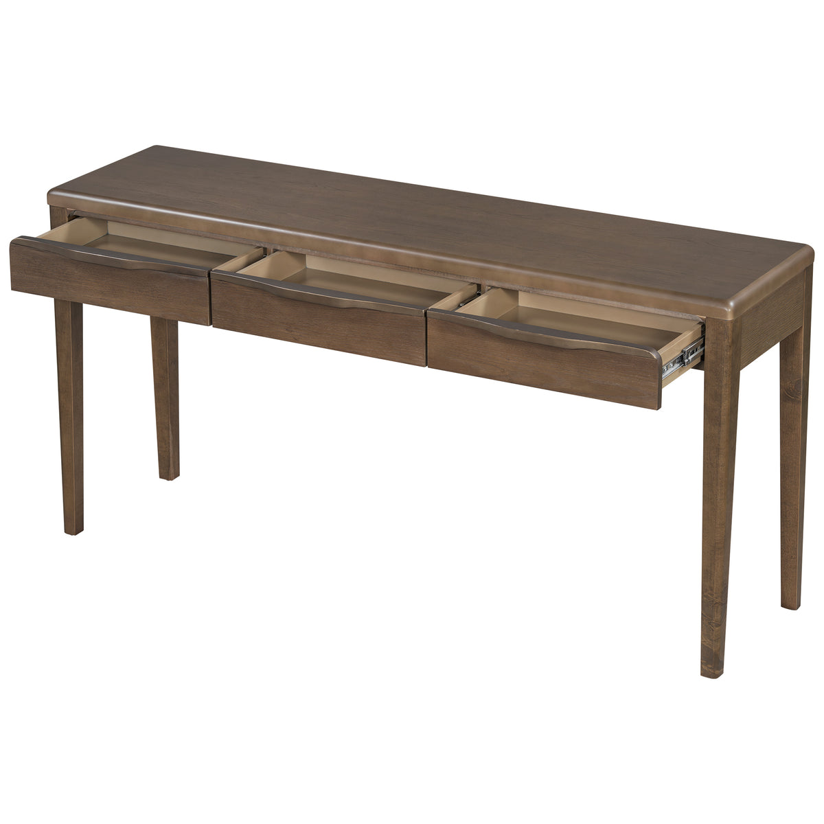 variant-group:rf-n711p401926d|Roomfitters Light Luxury Brown Oak Veneer Console Table with 3 Wavy Curved Drawers and Soft Rounded Corners