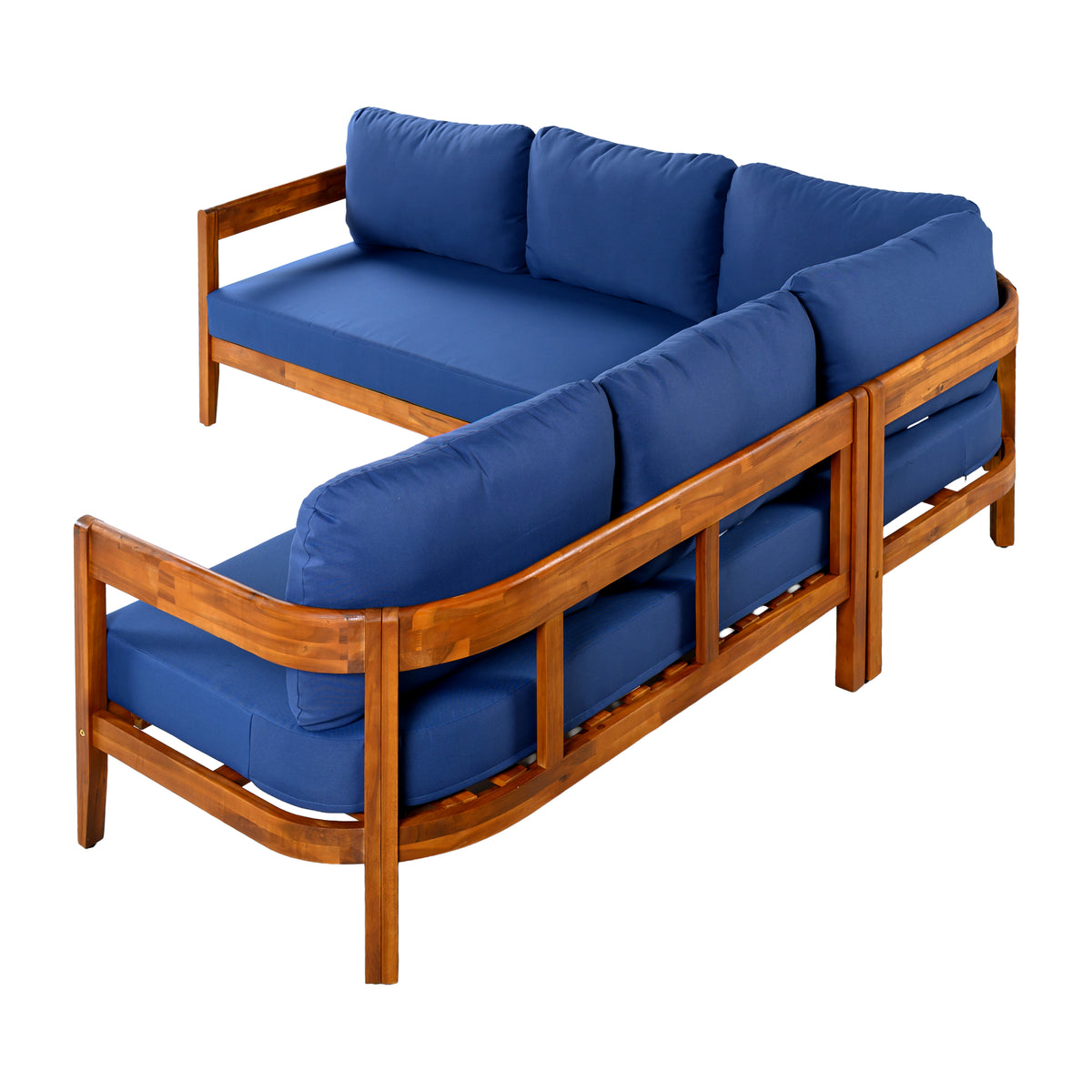 variant-group:rf-n711wy000481aac|Roomfitters Modern Coastal Blue Solid Acacia Wood L-Shaped Outdoor Patio Sectional Sofa Conversation Seating Set