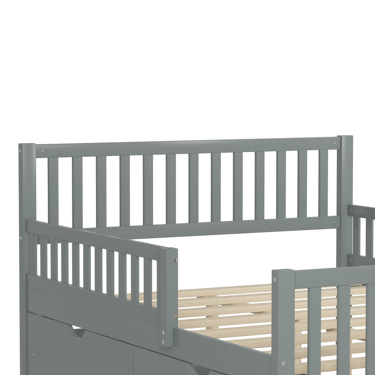 variant-group:rf-n733p172700e|Roomfitters Full Size Wood Platform Bed with Guardrails and Two Storage Cabinets, Grey