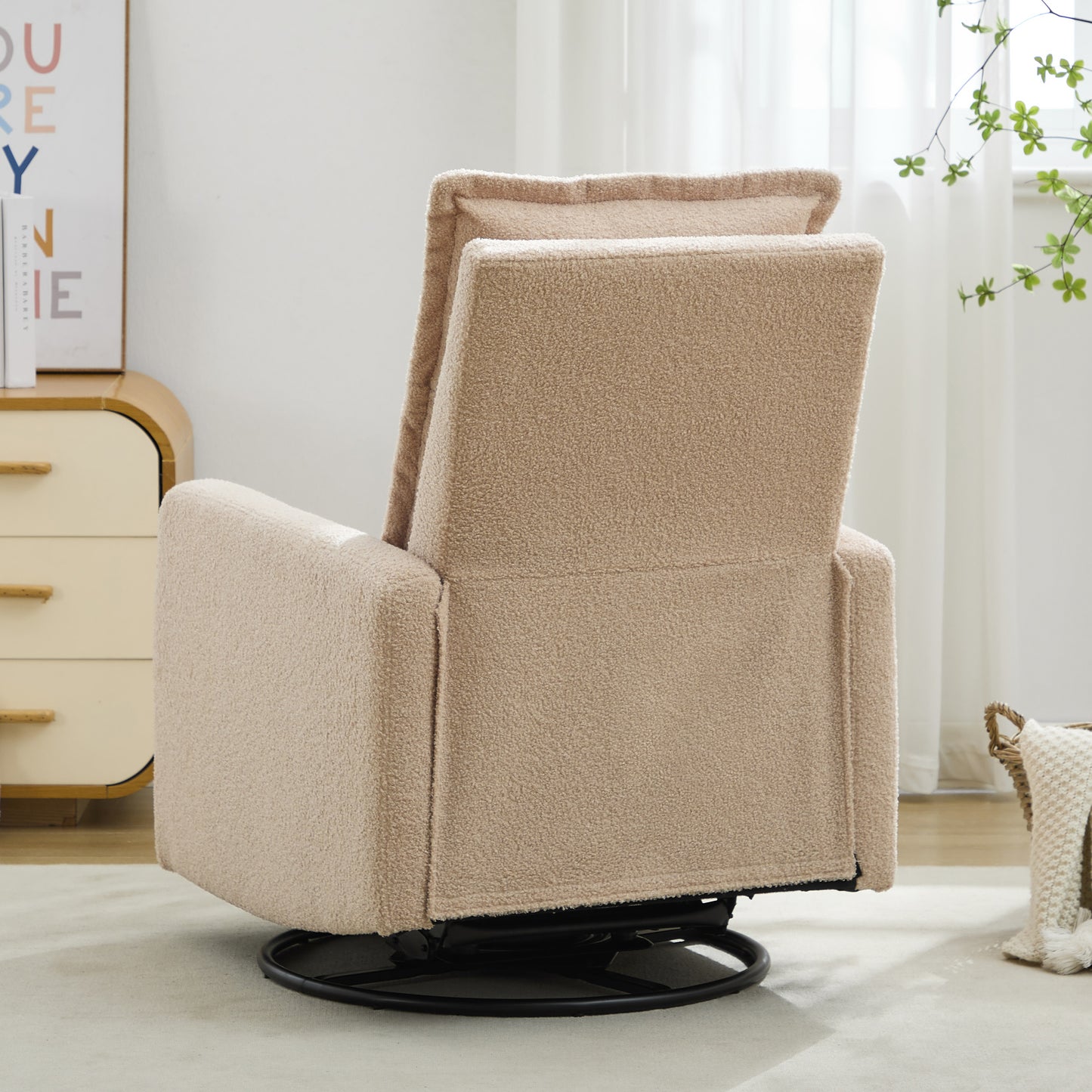 variant-group:rf-n701p348238o|Roomfitters Swivel Rocker Recliner Chair, Glider Rocking Armchair, Teddy Fleece Nursery Reclining Lounge Accent Chair, Oatmeal