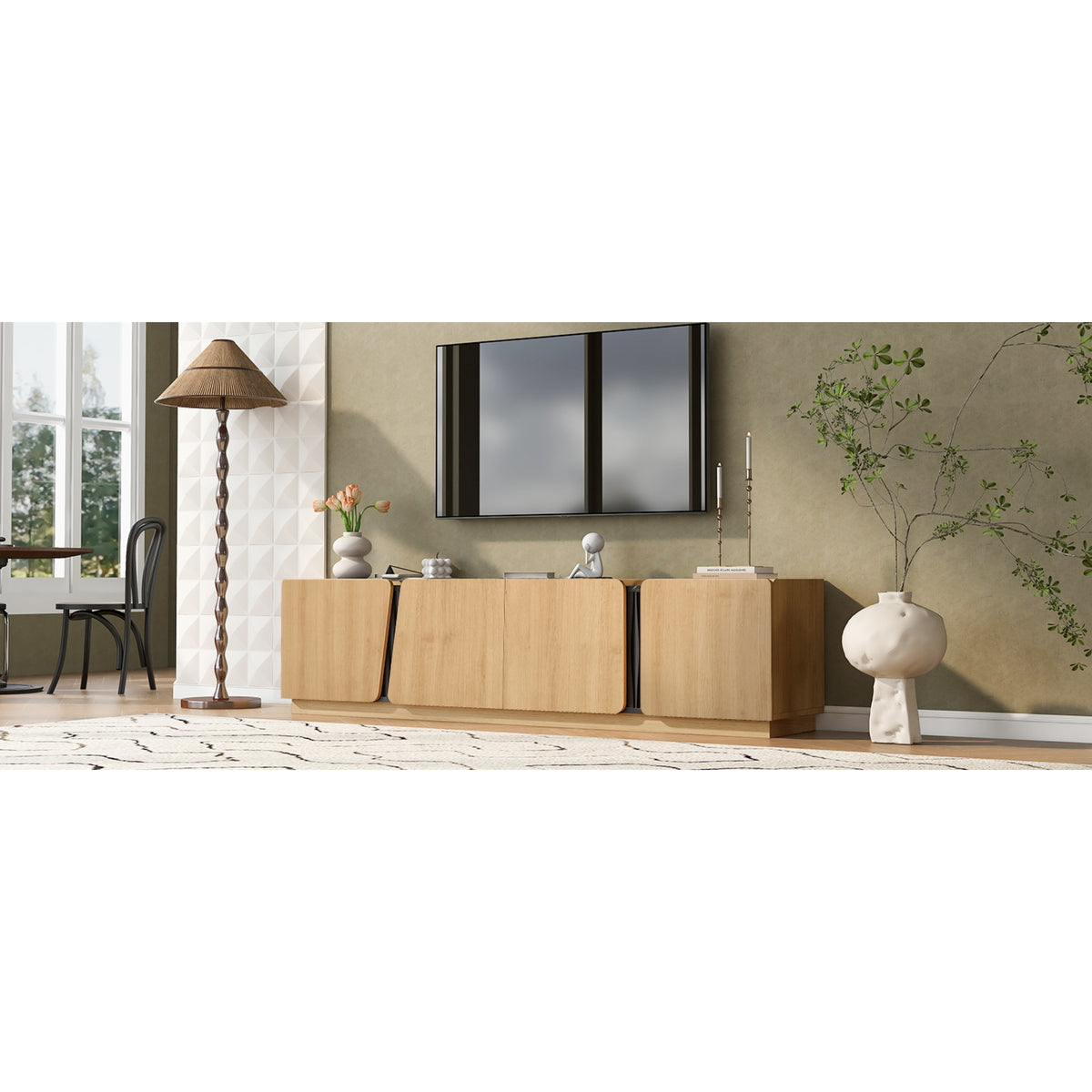 variant-group:rf-n724p426854m|Roomfitters Modern Storage Cabinet Credenza TV Media Console, Oak Finish