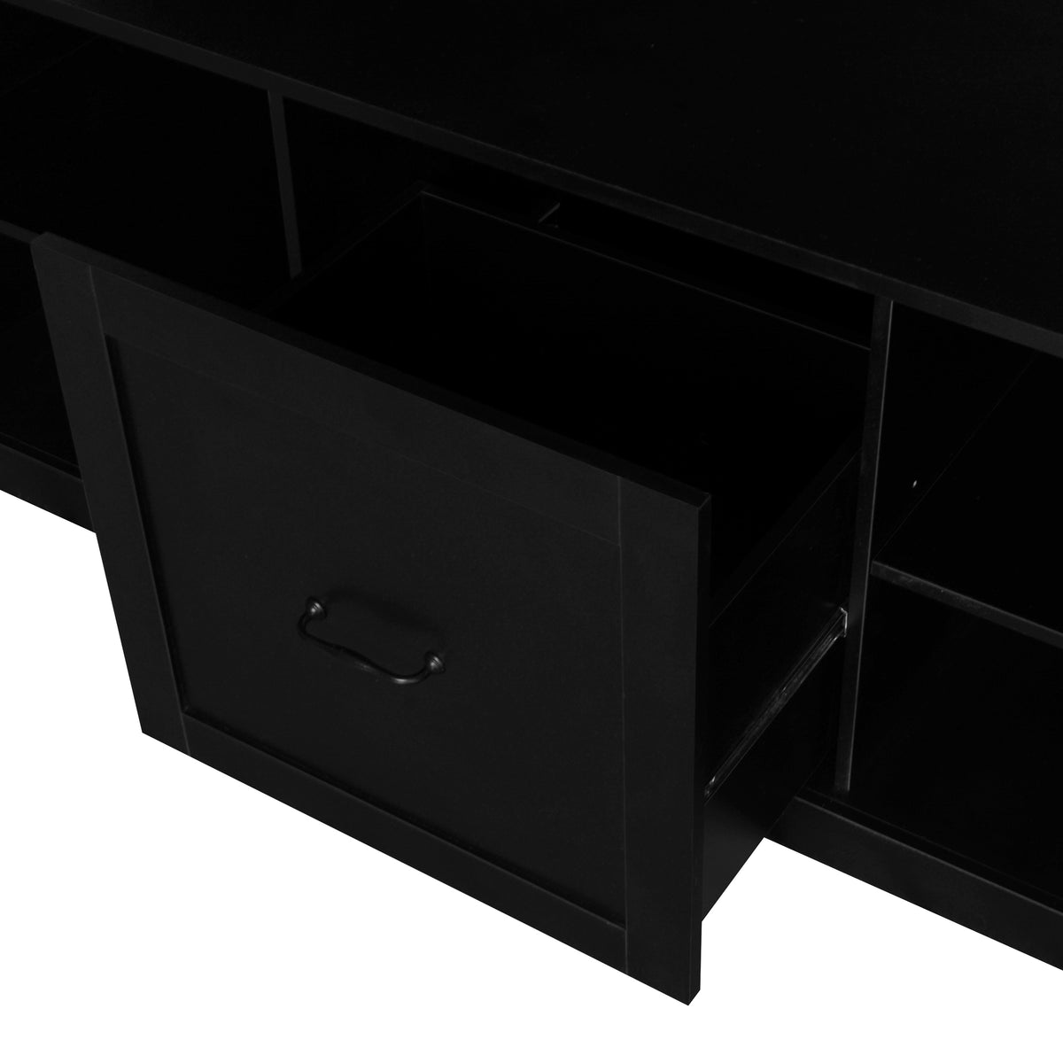 variant-group:rf-n724p264673b|Roomfitters 3-in-1 Hall Tree with 6 Hooks, Coat Rack and Entryway Bench, 57" Organizer with Drawer for Hallway or Living Room, Black