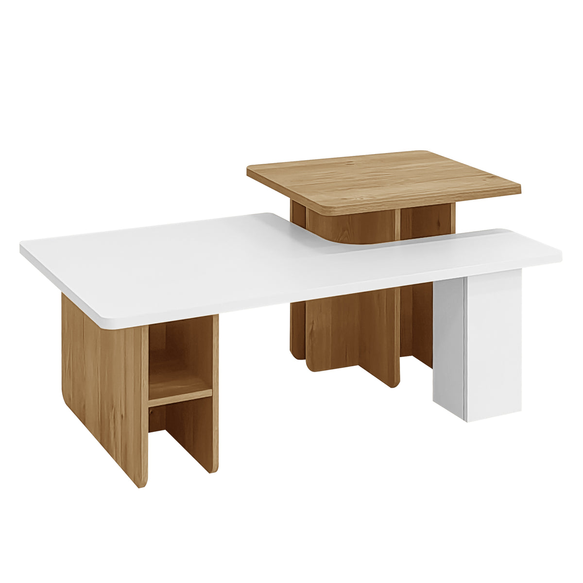 variant-group:rf-n724p294661k|Roomfitters Farmhouse Nesting Coffee Table Set of 2, Rectangle Wood Finish Accent Tables for Living Room and Sofa Side, White