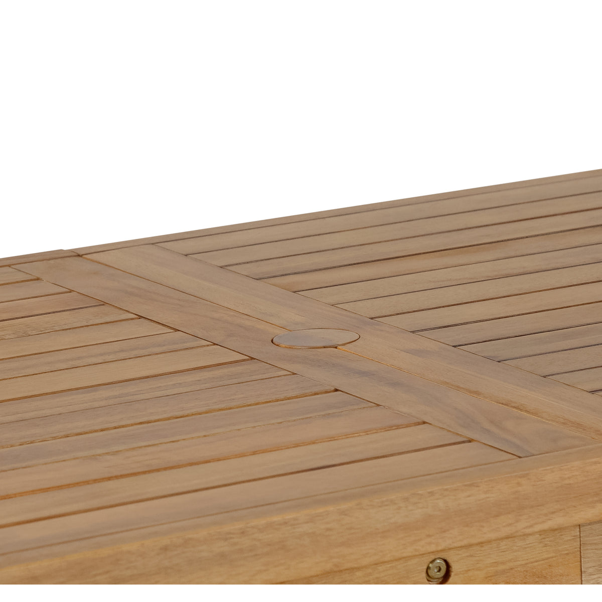 variant-group:rf-n711wy000477aao|Roomfitters Farmhouse 5-Piece Outdoor Dining Set for 4, 59-Inch Rectangular Table, Umbrella Hole, Natural Wood Patio