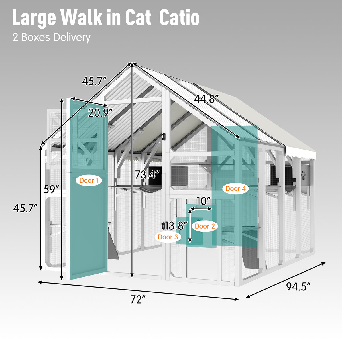 variant-group:rf-n704g201619e|Roomfitters Large Outdoor Cat House with Detachable Planter Stand and Scratching Posts Gray
