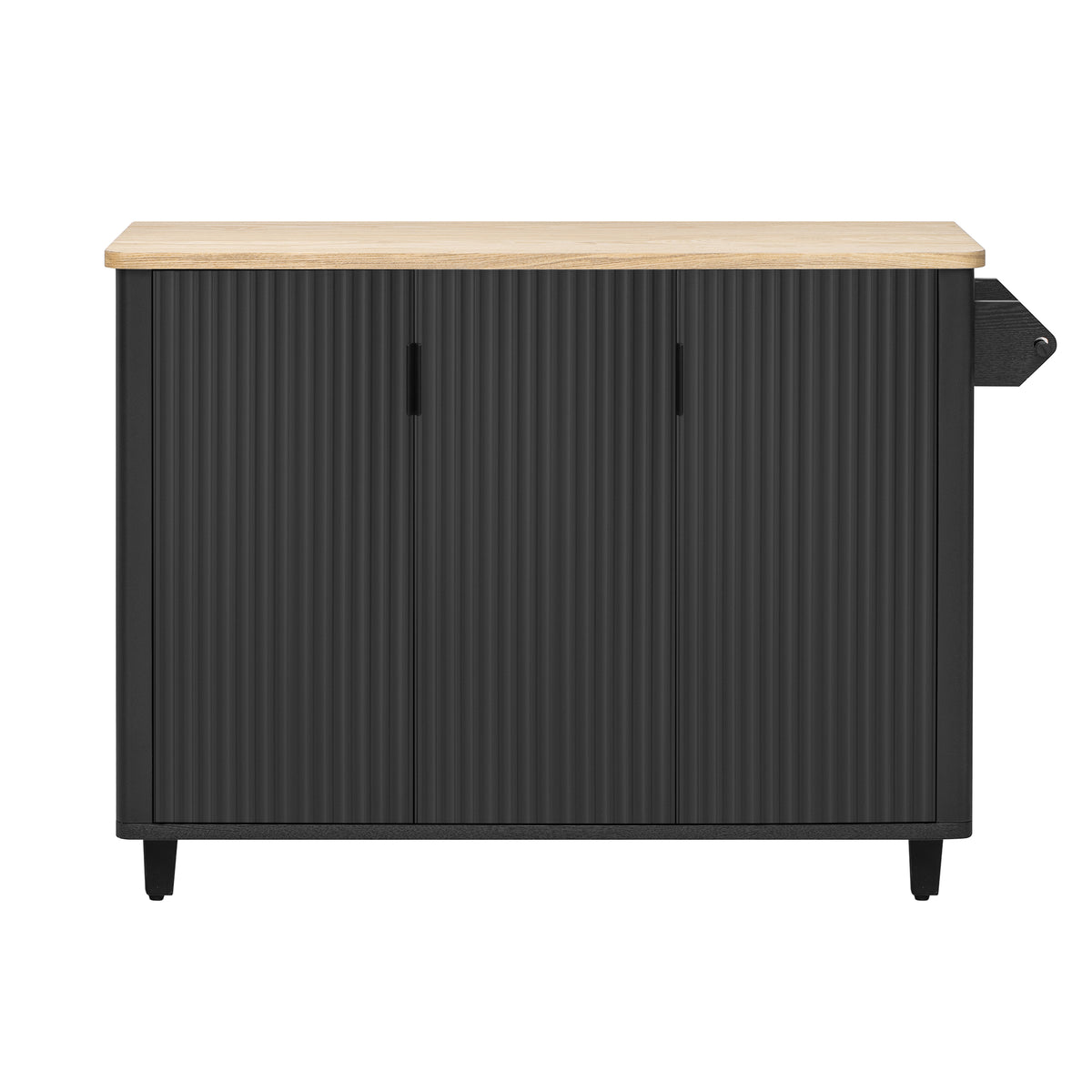 variant-group:rf-n707p221446b|Roomfitters 51" Fluted Kitchen Island with Drop Leaf, Rolling Cart with Storage Rack, Farmhouse Style, Towel Rack, Black