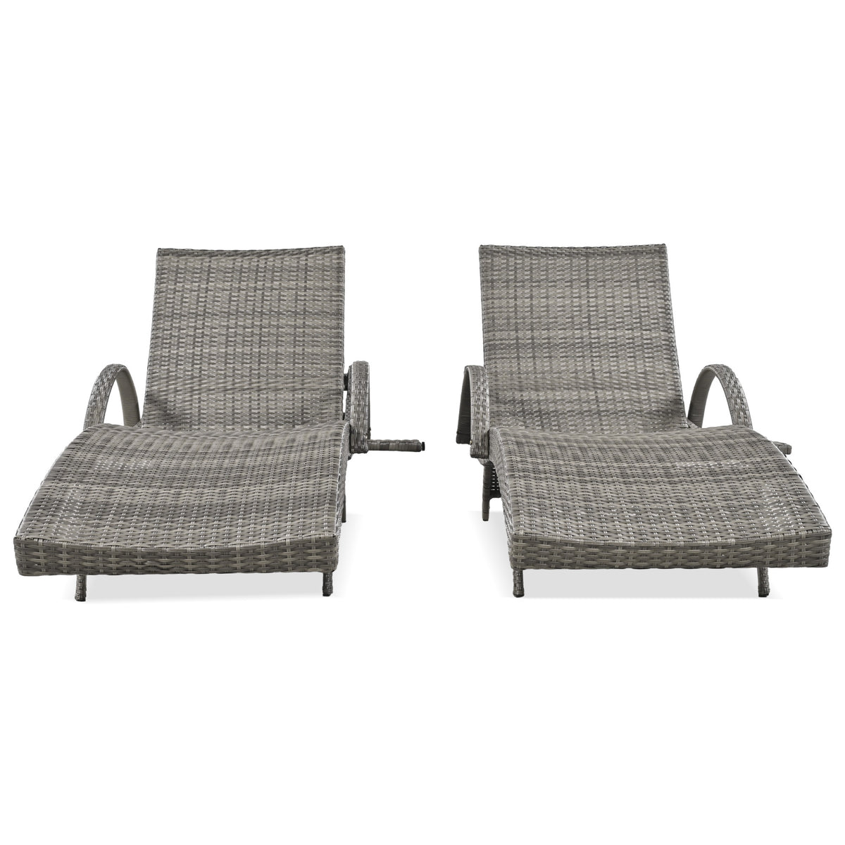 variant-group:rf-n707wf321204aae|Roomfitters 80" Outdoor Wicker Chaise Lounge Chairs, Set of 2, Reclining Patio Chairs with Pull-Out Table, Grey