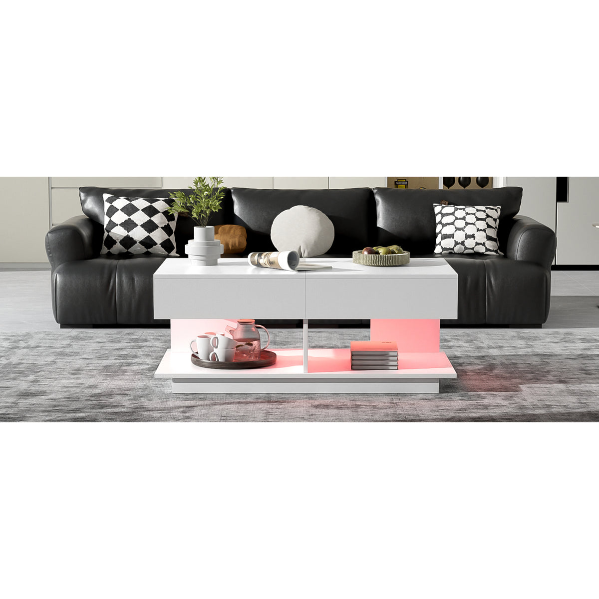 variant-group:rf-n724p290061k|Roomfitters Extendable Coffee Table with Hidden Storage and Compartments, Adjustable Multifunctional Center Table, White