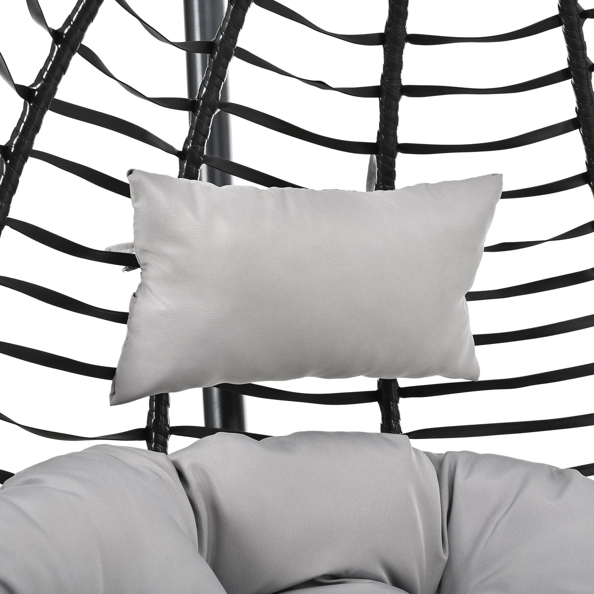 variant-group:rf-n711p389502e|Roomfitters Indoor Outdoor Hanging Egg Hammock Chair with Stand, Wicker Rattan Swing for Patio and Bedroom, Black+ Gray