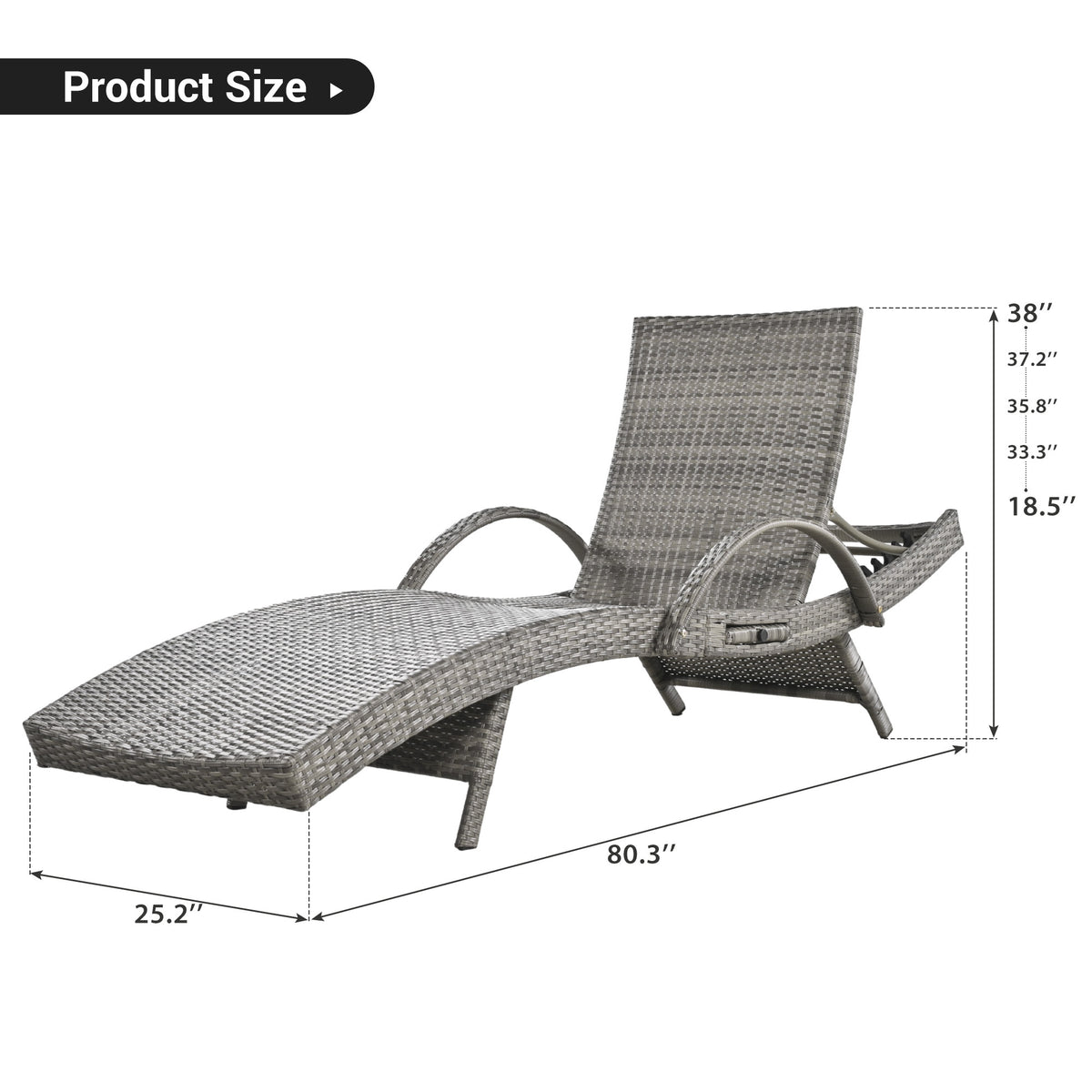 variant-group:rf-n707wf321204aae|Roomfitters 80" Outdoor Wicker Chaise Lounge Chairs, Set of 2, Reclining Patio Chairs with Pull-Out Table, Grey