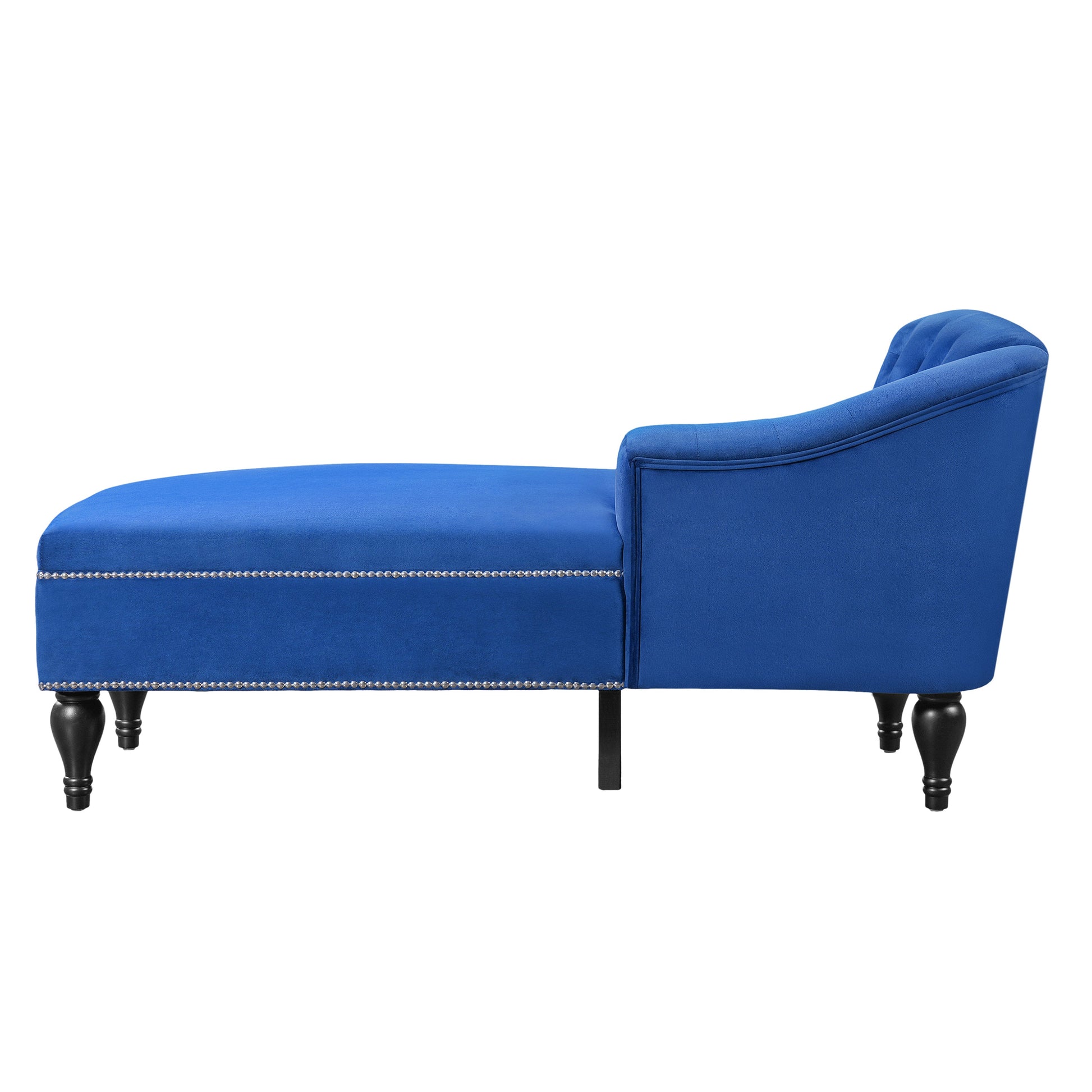 Roomfitters 58 Inch Fainting Couch, Velvet Upholstered Chaise Lounge Sofa with Button-Detailed Back & Nailhead Trim, Blue Roomfitters