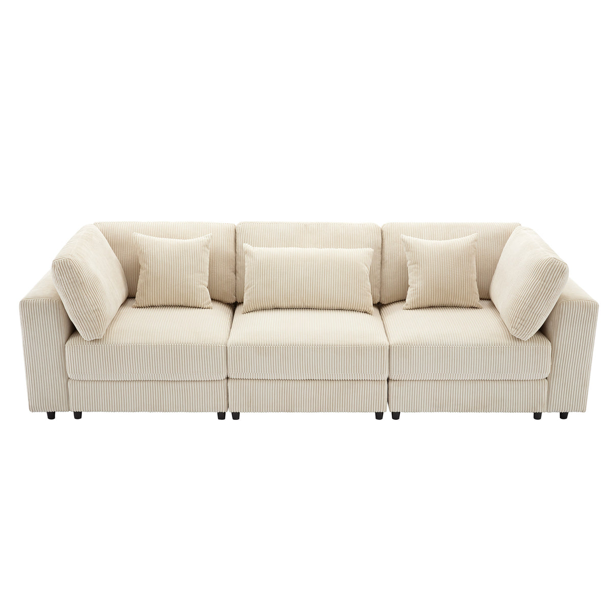 variant-group:rf-n711wy000403aaa|Roomfitters 105'' 3-Seater Sofa with Removable Back Cushions and 5 Pillows for Living Room, Apartment, Spacious Space, Beige