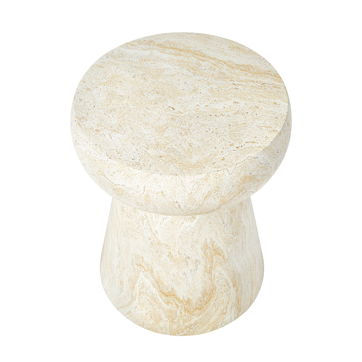 variant-group:rf-n711p422070m|Roomfitters Modern Yellow Mushroom Concrete Side Table, Geometric Pedestal End Table, MgO Travertine Texture Stool