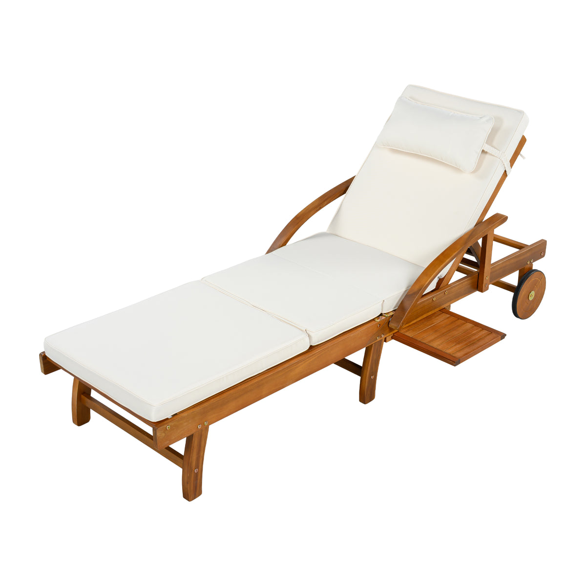 variant-group:rf-n711p415859a|Roomfitters Modern Coastal Beige Acacia Wood Outdoor Chaise Lounge Chair, Poolside Recliner, Retractable Side Tray